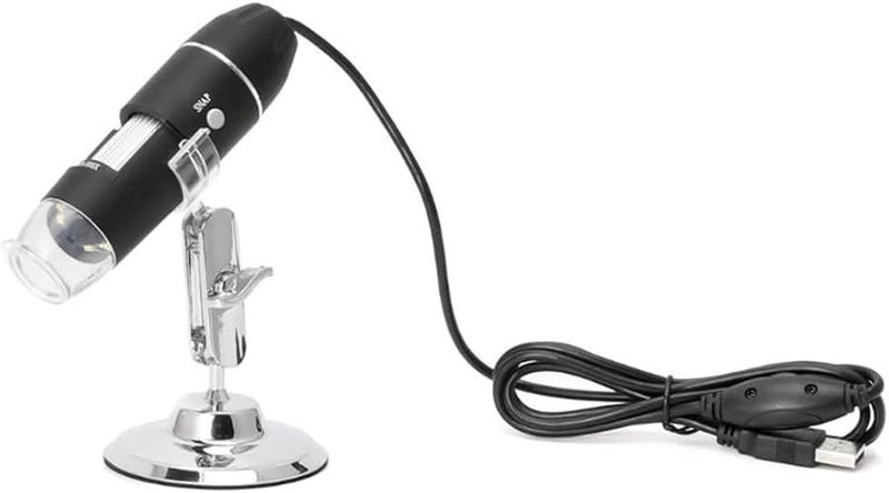 USB Digital Microscope Camera 1600X with Metal Stand 8 LED Magnifier Slide Preparation Kit